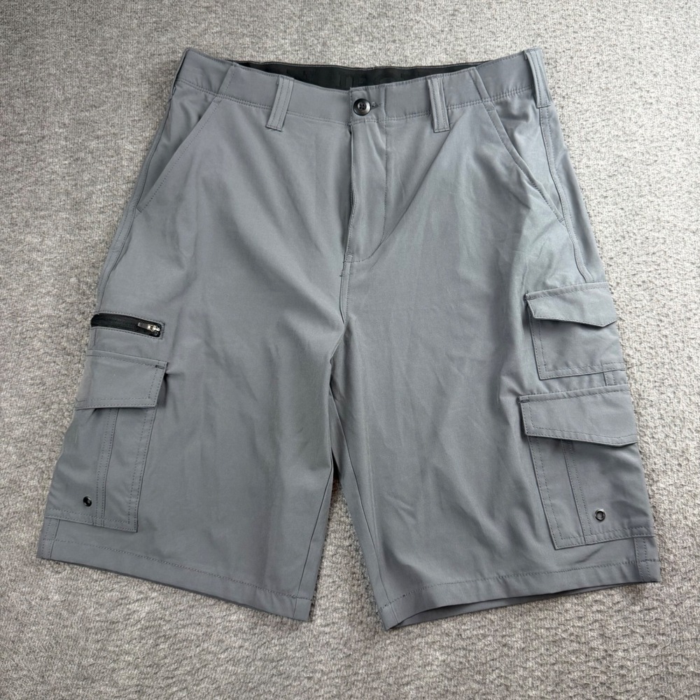 Iron Co Cargo Shorts Men's 32 Gray Tech Stretch Hiking Outdoor Casual
